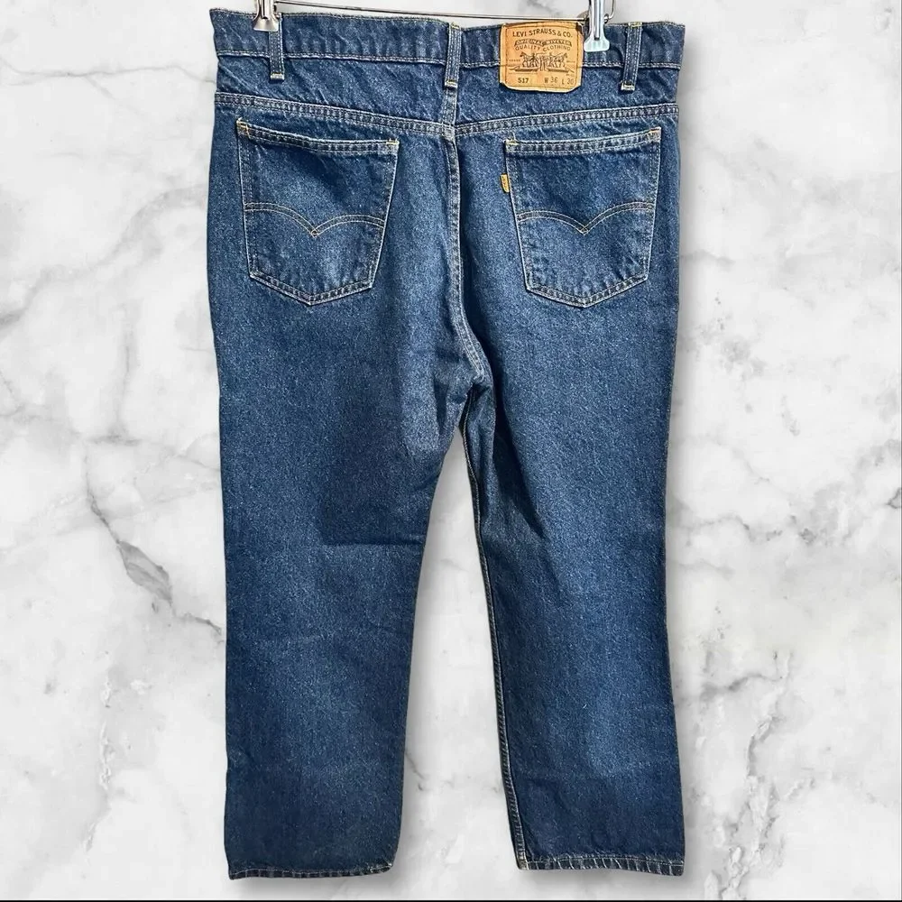 Vintage‎ Levi's 517 Men's Orange Tab Dark Denim Jeans USA 36x30 (Measure 36x30)